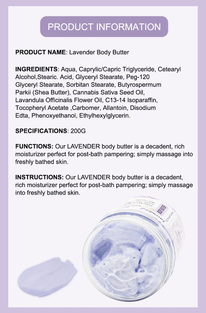 200g Natural Whipped Body Butter Cream Shea Whitening Smooth Shimmer Body Butter Lavender Body Butter